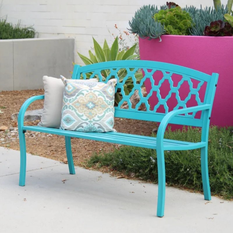 Banc de jardin en acier inoxydable Dezaraye, Blue