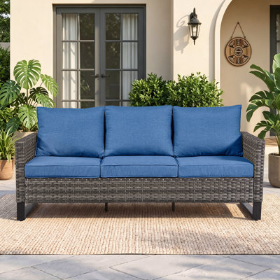 Hansencamp Outdoor Brooksie Swivel Gliding Wicker Chair with Cushions