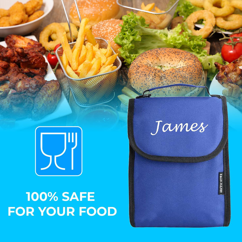 Sac à lunch personnalisé pour enfants - Boîte à lunch pour filles et garçons - Sacs isothermes réutilisables - Boîte-repas en polyester robuste pour enfant avec nom personnalisé - Idéal pour les pique-niques scolaires et les voyages