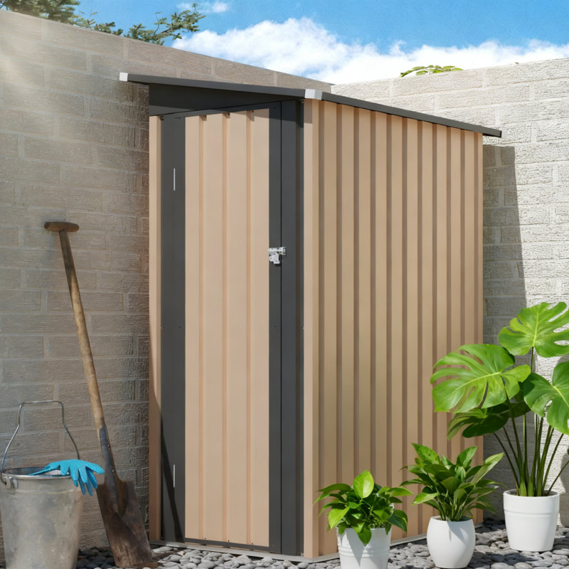Remise de rangement extérieure en métal pour toit en métal 4,27 pi x 2,42 pi avec porte à charnières