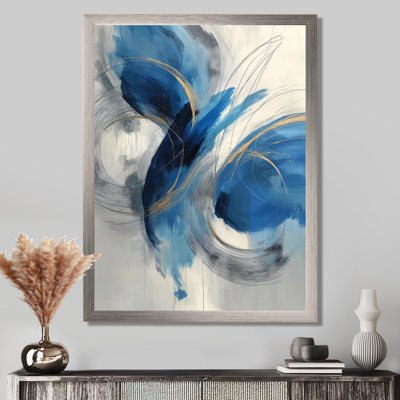 Abstrait tourbillon dans des tons bleus et blancs - art mural impression sur toile, décoration murale minimaliste bleue