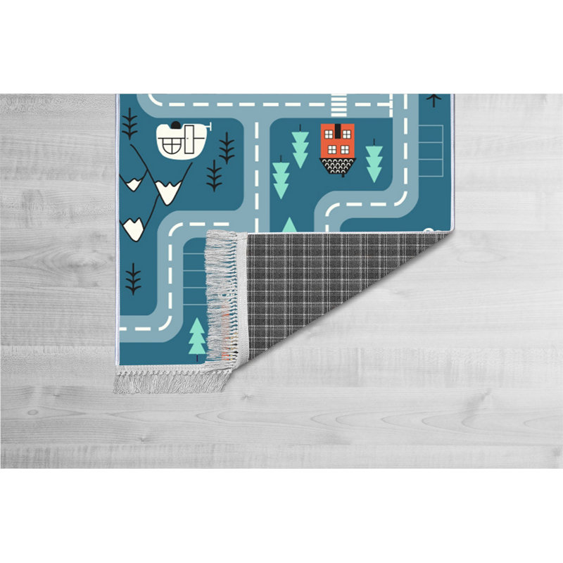 Drasner Blue/Orange/Yellow Rug, Rectangle 140 x 220cm