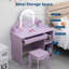 Ensemble de coiffeuse pour enfants avec miroir lumineux et tabouret, lumières DEL réglables-1345083490