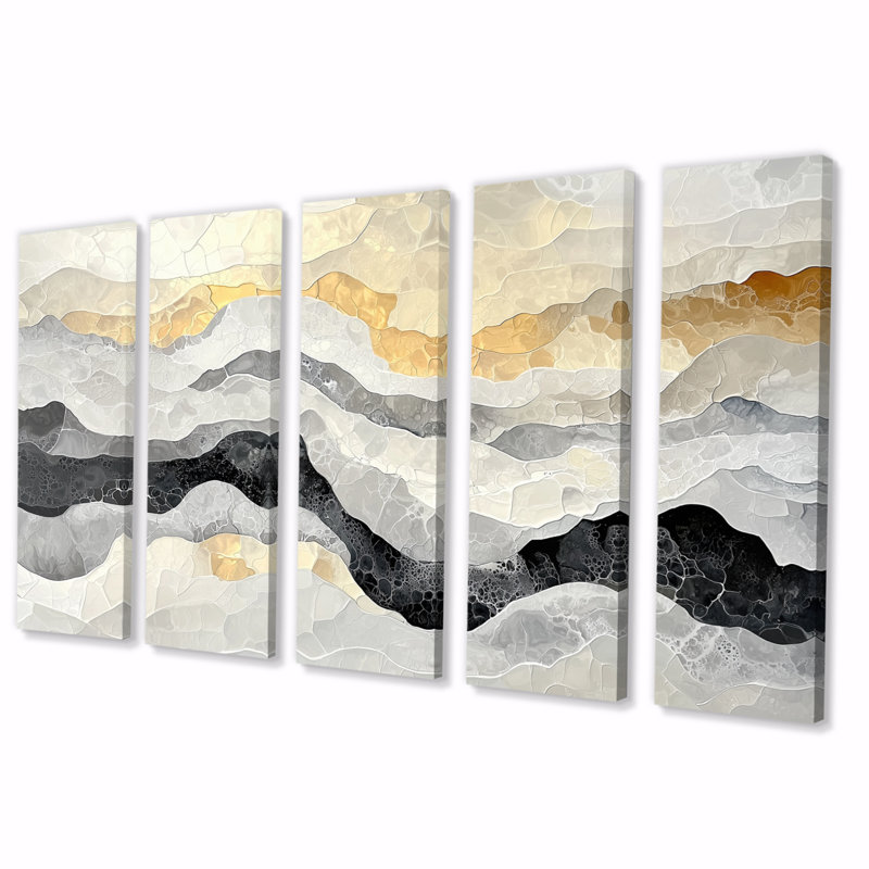 Ofeliya - Art mural abstrait sur toile - Art mural moderne sur toile, H 28 po x l 60 po, 5