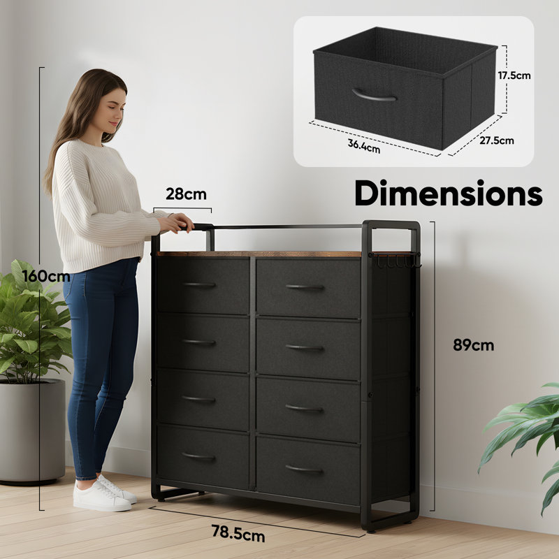 8 Drawer Storage Drawer, Black