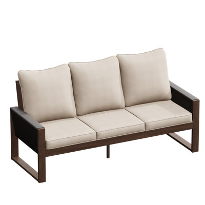 Wood Wicker Patio Sofa by Latitude Run