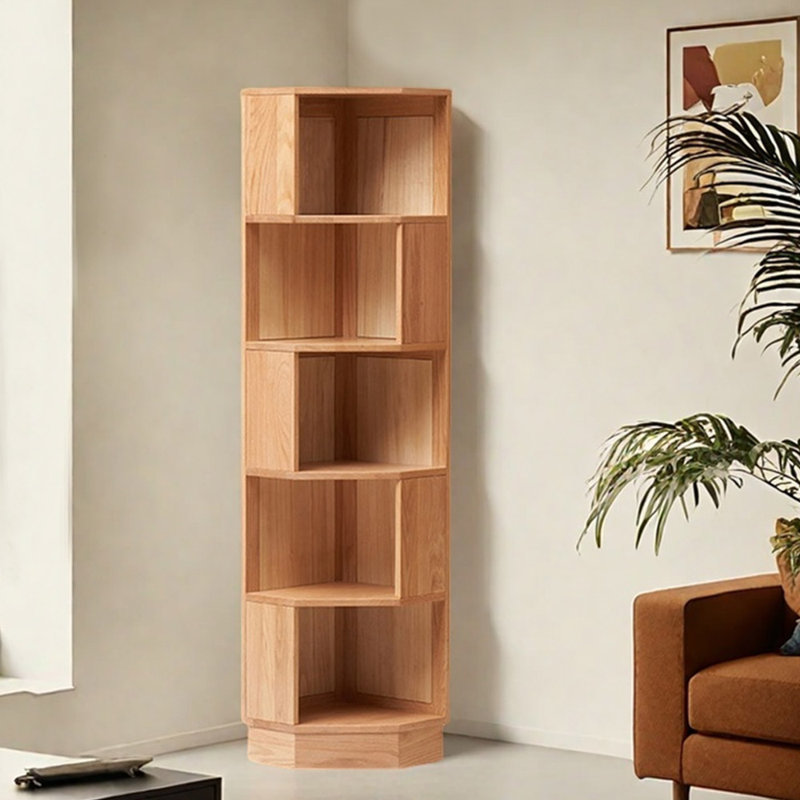 Bibliothèque de coin en bois massif de style américain