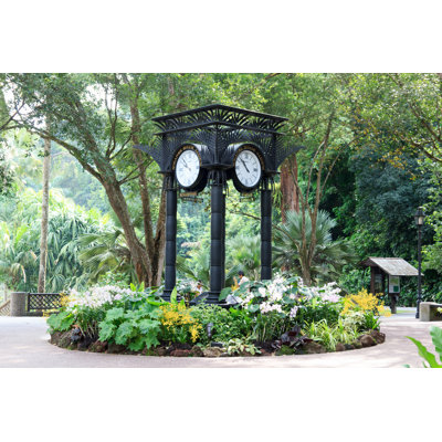 World Clock Near Orchid Garden by Johannes86 - Wrapped Canvas Print