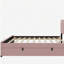 Lit plateforme double en velours avec plateau de rangement simple-121110441