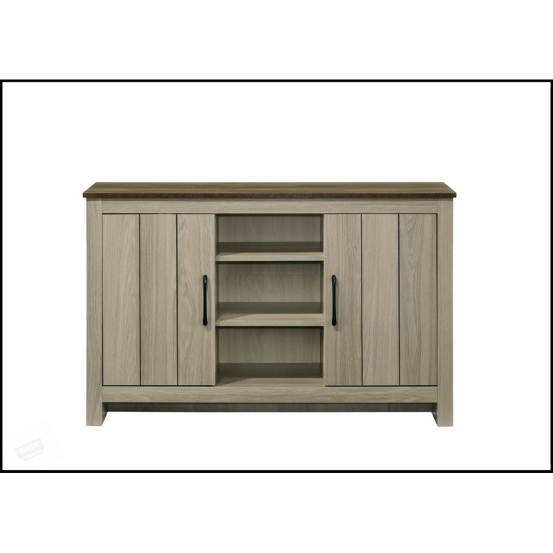 Console Nilda de 47 po de largeur avec tablettes, portes d'armoire et gestion des câbles pour une décoration moderne