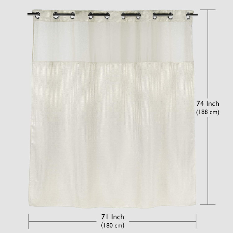 Rideau de douche avec doublure amovible - Dessus transparent pour la lumière naturelle - Tissu robuste de qualité hôtelière lavable à la machine