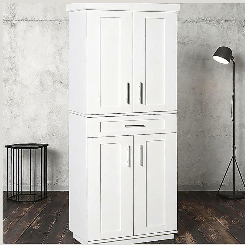 Armoire de cuisine autoportante, armoire de rangement avec 4 portes et tiroir