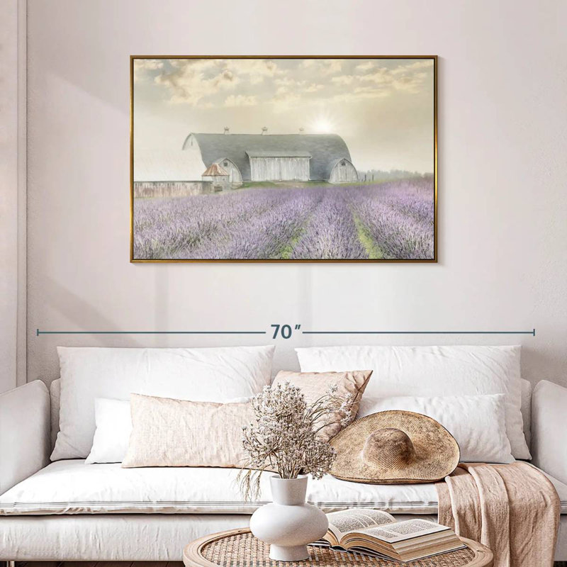 Lavande matinale, Cadre flottant doré, 43 po x 29 po