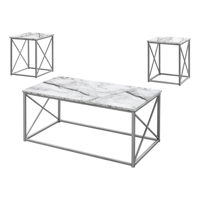 Ensemble de table, ensemble de 3 pièces, café, bout, côté, décor, salon, contemporain, moderne, Blanc
