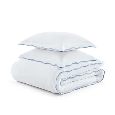 Martha Stewart Simple Scallop Cotton Blue Comforter Set