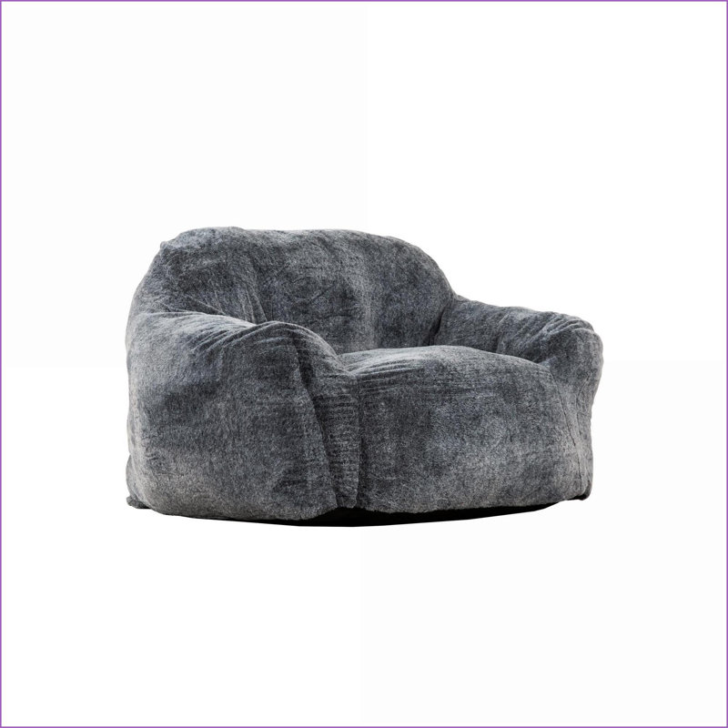 Fauteuil à billes en mousse viscoélastique douce avec accoudoirs, fauteuil de salon pour adultes | Courbé | Bleu + gris