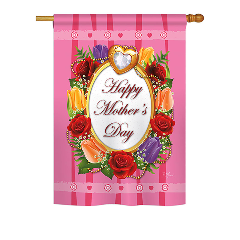 Drapeau de jardin en polyester 18,5 po x 13 po Tholf Happy Mother's Day, H 40 po x l 28 po