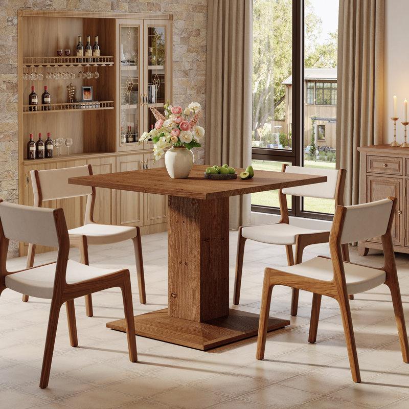 Table de salle à manger compacte 31,5 "en bois massif - Table de cuisine à un piédestal de hauteur 29,5"