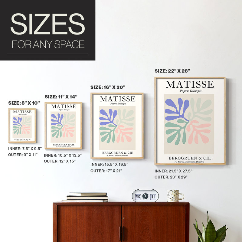 Matisse Div, reproduction d'art encadrée - bois massif, Naturel, H 15 po x l 12 po