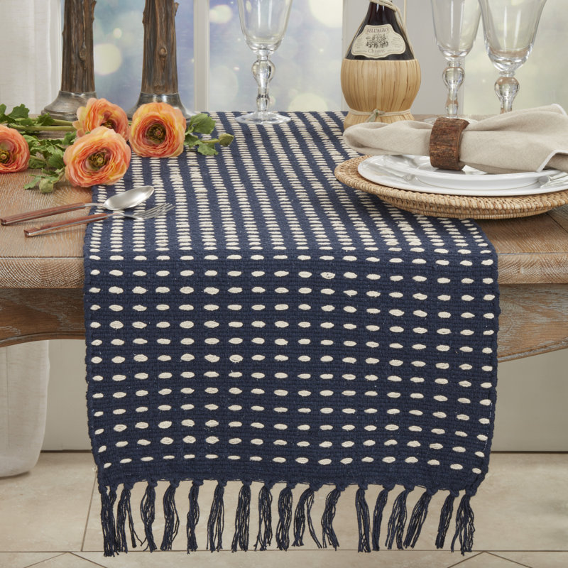 Daisetta Table Runner, 54" L x 16" W, Navy