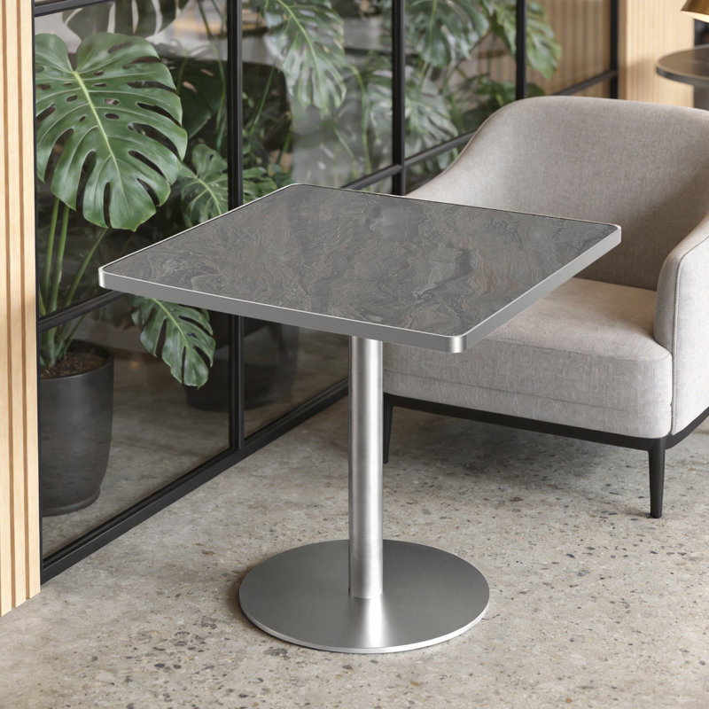 Table bistro 31,5 po en pierre frittée, table de salle à manger carrée / ronde moderne avec 26 options de taille pour le petit café de cuisine