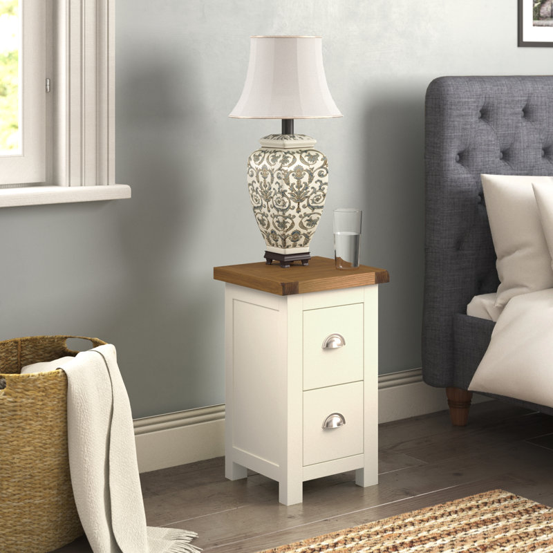 Astrid 35cm W Solid + Manufactured Wood Bedside Table, Brown/Silver