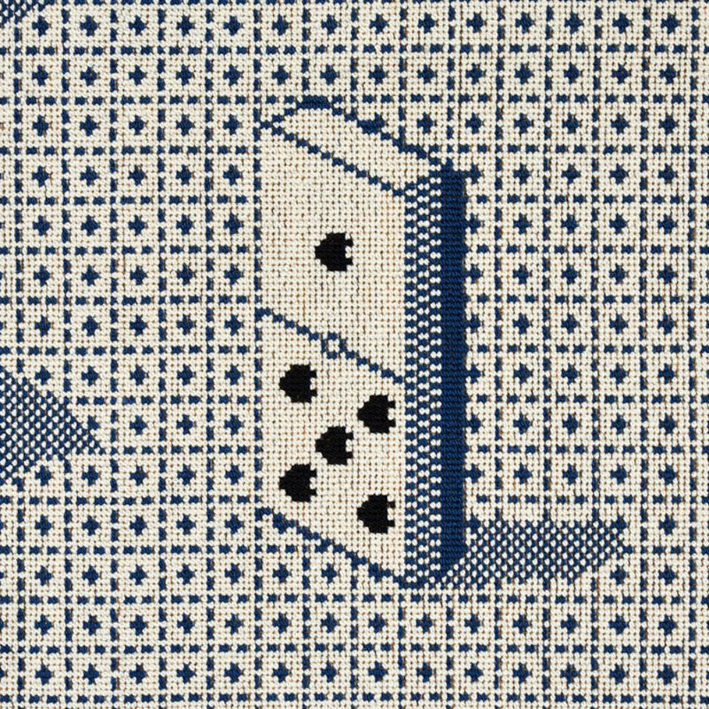 Tissu Domino Épinglé, Bleu et noir