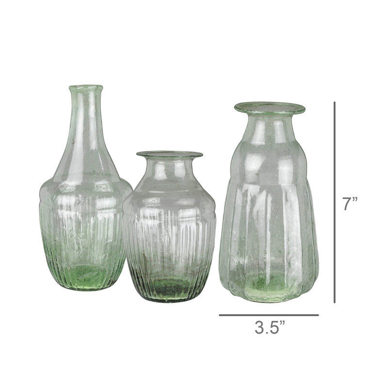 Ensemble de 3 vases en verre Matcha Pepper: 3,5 x 3,5 x 5,5, format moyen: 3,5 x 3,5 x 7,5