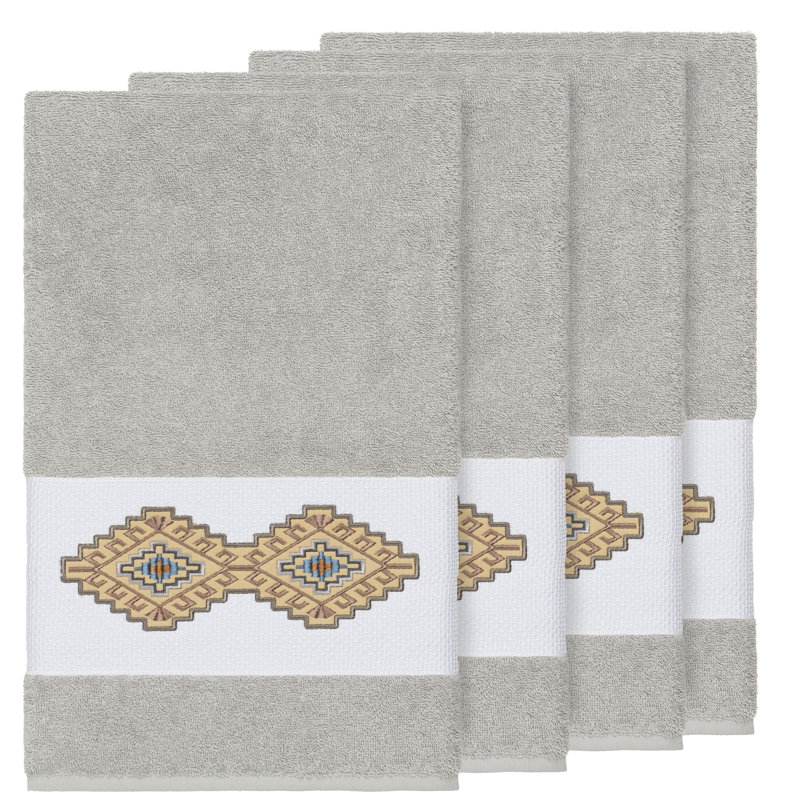 Gianna Turkish Cotton Midweight Bath Towel, Light Gray, Bath Towel - 4 Pack