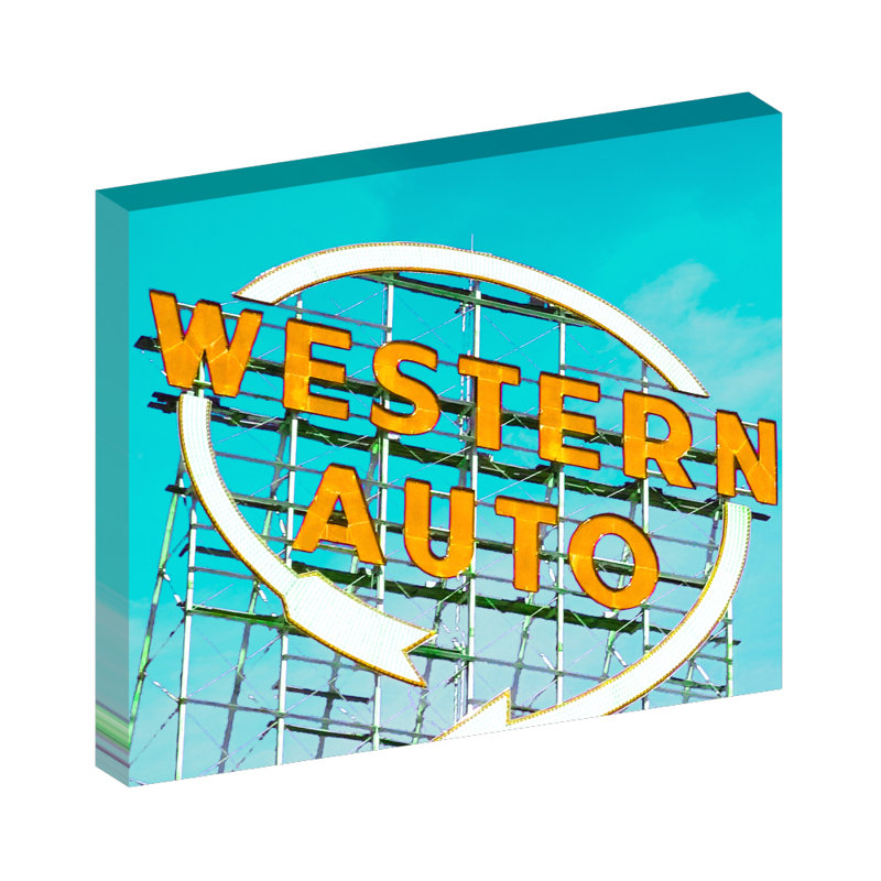 Western Auto Sign, Kansas City Missouri - reproduction de photo sur toile tendue, H 20 po x l 24 po x P 1,5 po