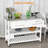 Kitchen Island With Stainless Steel Top, Open Shelves, And Drawers