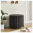 22.05" Round Faux Fur Pouf Ottoman Foot Rest in Charcoal with Black Metal Base