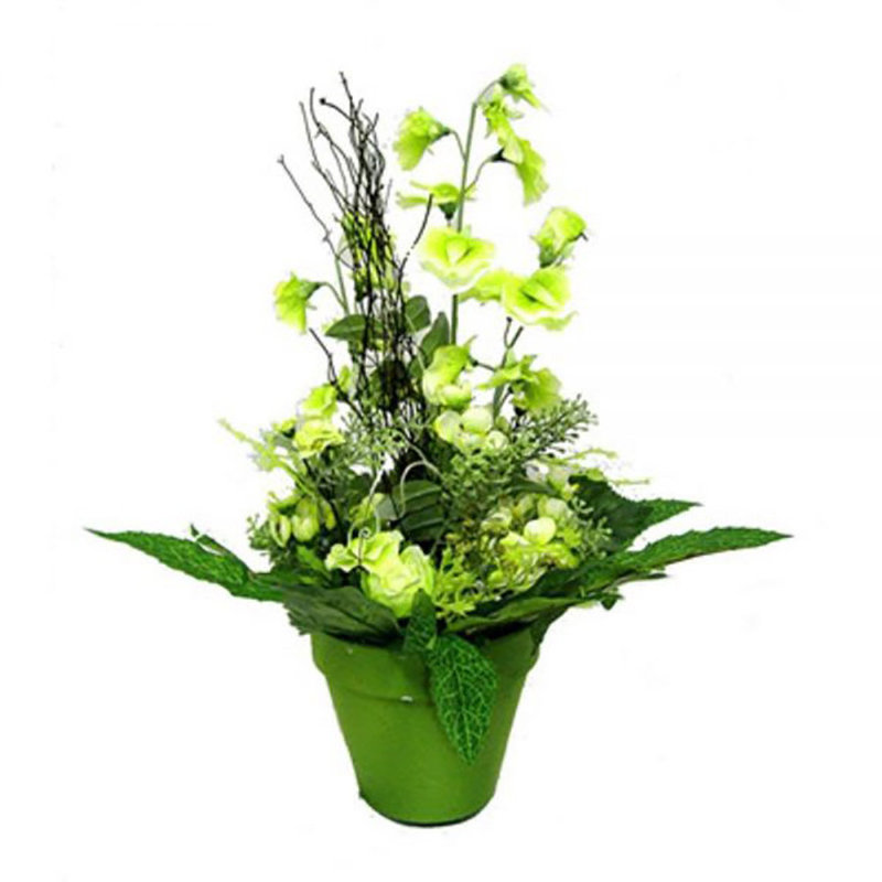 Arrangement floral rose en pot