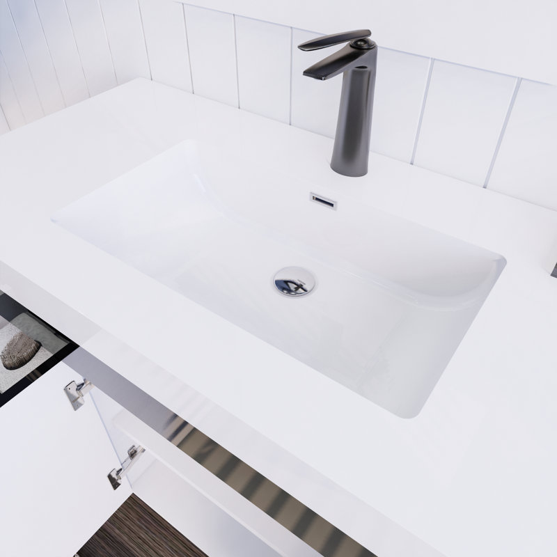 41.73228'' Single Bathroom Vanity with Acrylic Top, Gloss Black