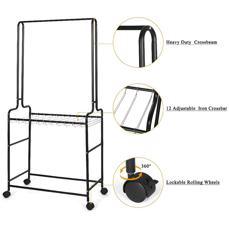Jamesina 29.3'' Rolling Clothes Rack