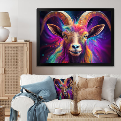 Celestial Gazing Portrait de chèvre - art mural animal de chèvre
