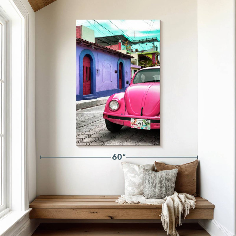 Voiture coccinelle Mehar rose, H 48 po x l 32 po