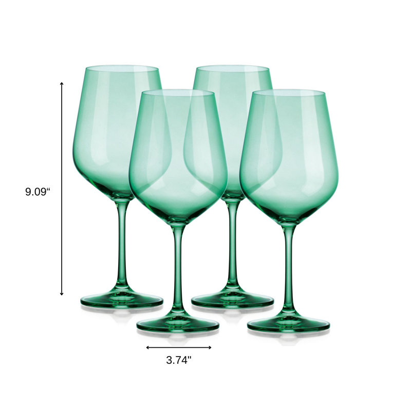 Ensemble de quatre verres à vin en cristal, Green