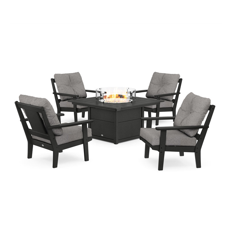 Ensemble de conversation à chaises multiples avec coussins 5 pièces Prairie, Noir, Gray Revolution®