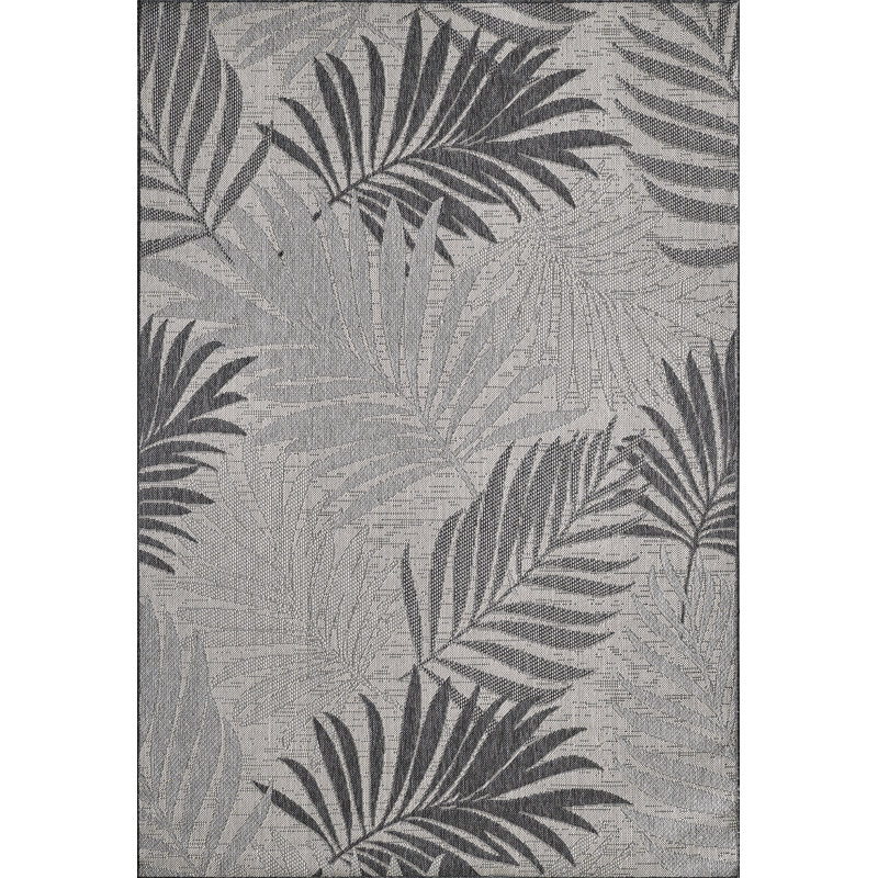 Tapis intérieur / extérieur tissé à la machine Ablie, Gris, Rectangle 2 pi 2 po x 4 pi