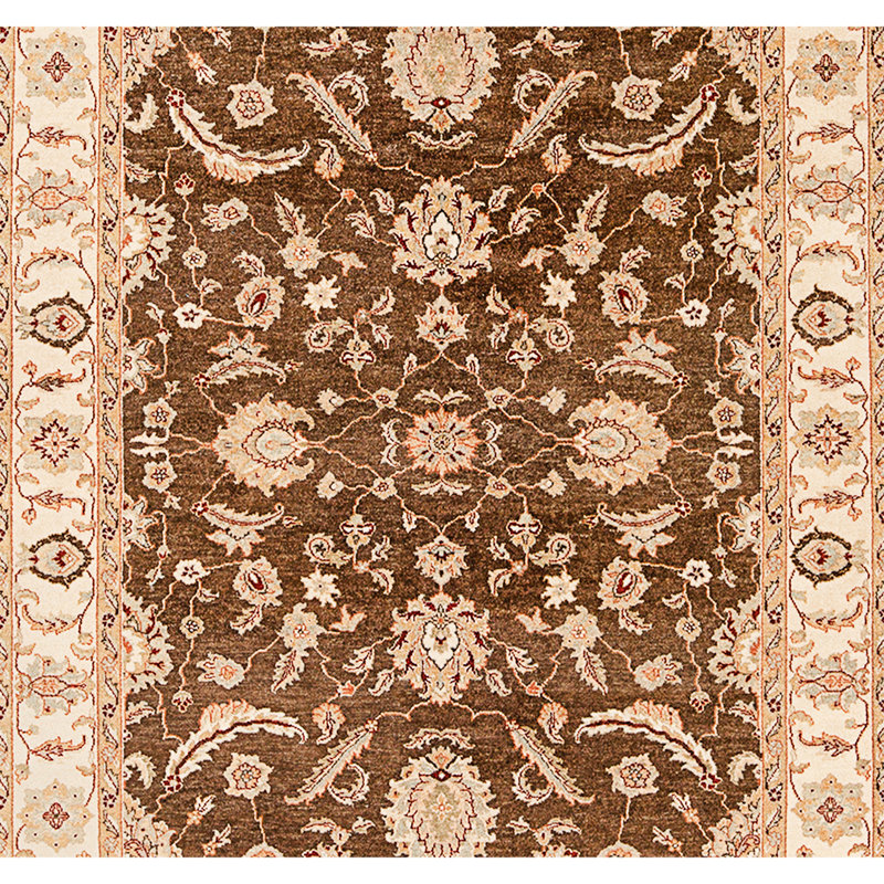 High-Quality Hand-Knotted Brown And Beige Area Rug