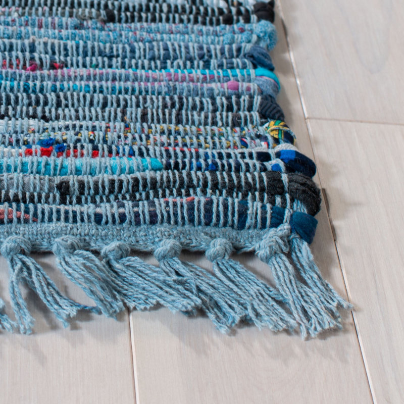 Tapis rayé en coton tissé à la main Burnette, Rectangle de 5 pi x 8 pi