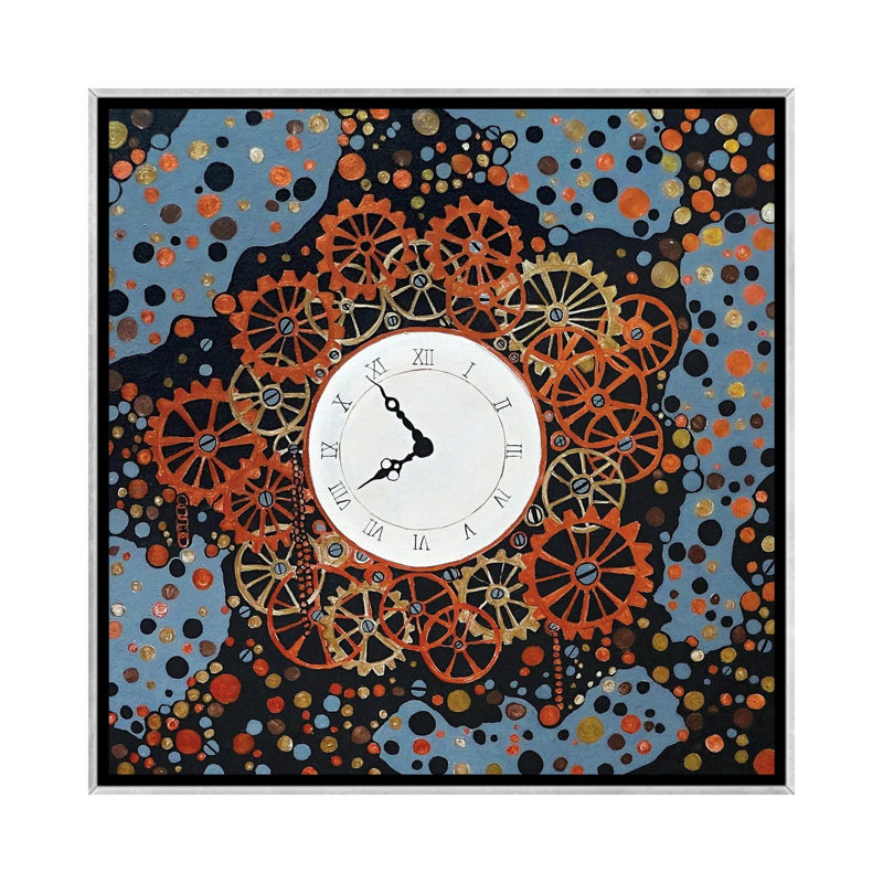 Horloge de table, reproduction d'art sur toile encadrée, 37" x 37", Framed Canvas, Silver