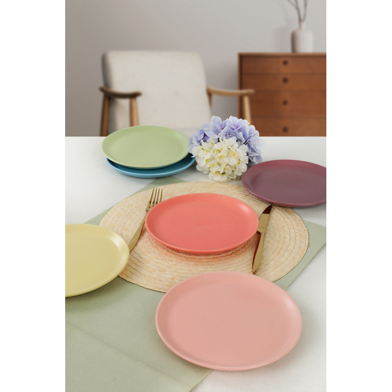 Assiette à dessert Ebrima, Jaune / rose clair / vert