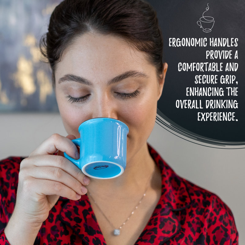 Bacimi Multicolor Ceramic Espresso Mini Mugs with Handles, 3oz, Set of 6