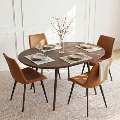Kitchen Dining Set, Extendable Dining Table With Upholstered Dining Chairs