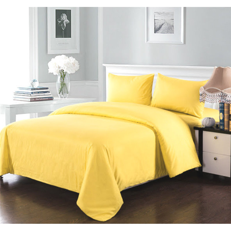 Modern & Contemporary Cotton Duvet Cover, King, Yellow