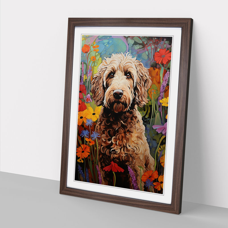 Labradoodle Contemporary No.2 - Framed Print, Walnut, 34cm H x 25cm W x 2cm D