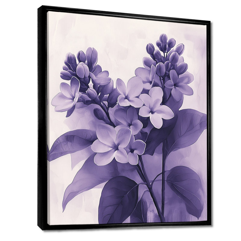 «Britany Lilac Shadows In Monochrome Minimalisme IV», art mural lilas, Noir, Reproduction avec cadre flottant