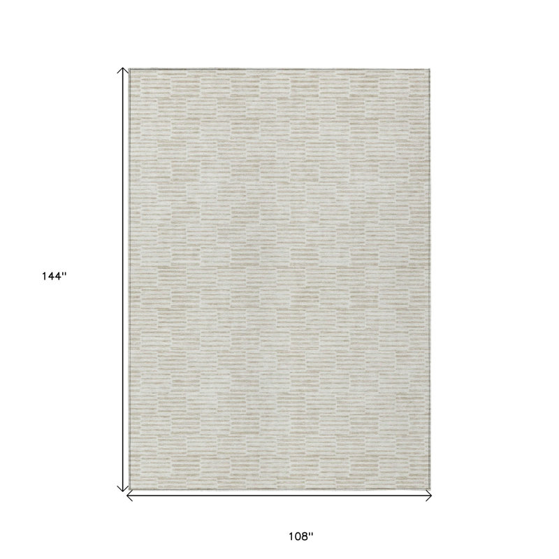 Tapis intérieur / extérieur lavable ivoire et beige HomeRoots 9 pi x 12 pi